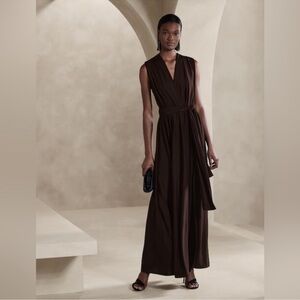 NWT! BANANA REPUBLIC COSTA COFFEE BROWN LYANA TWIST MAXI DRESS -MULTIPLE💛